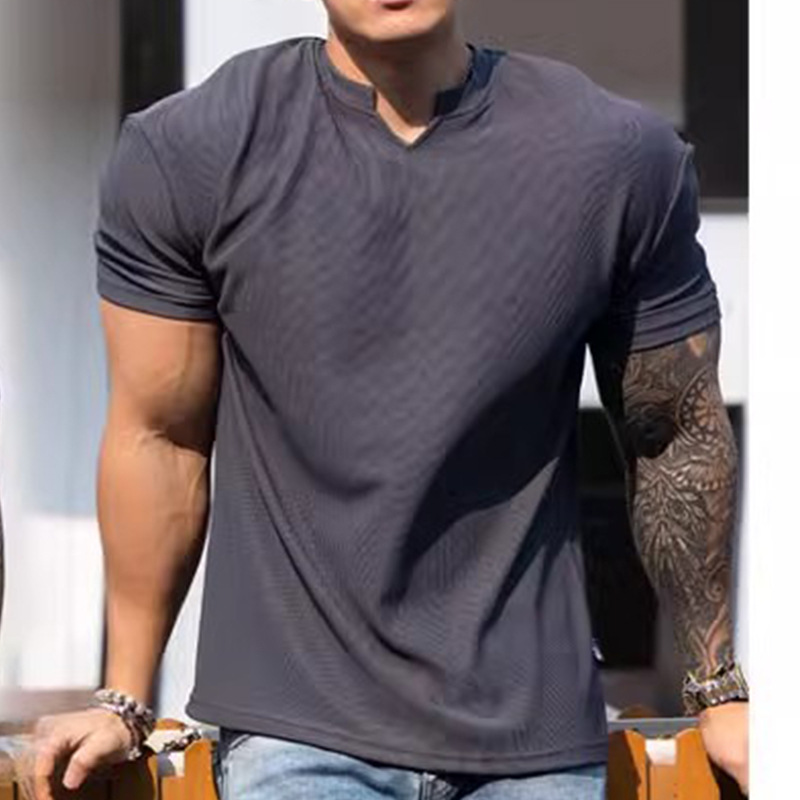 Summer new 280g heavy texture shoulder pad sleeve large anti-wrinkle quick-drying fitness clothing sports short sleeve T-shirt men