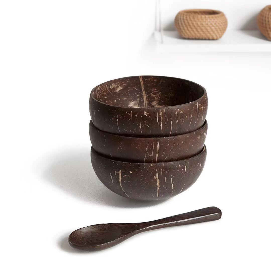 Vietnam coconut bowl dessert bowl Southeast Asian style tableware oatmeal salad light food bowl breakfast bowl environmentally friendly wooden bowl