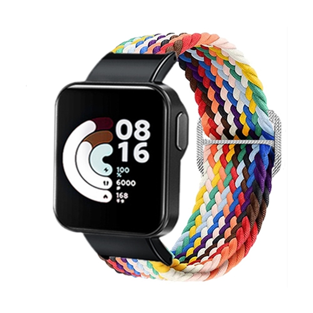 適用紅米手錶Redmi Watch/Mi Watch Lite彈力編織尼龍錶帶金屬頭