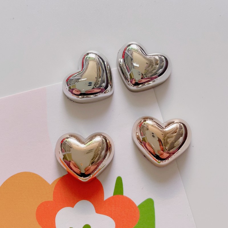 Electroplated metal silver love jewelry accessories handmade diy mobile phone shell accessories material