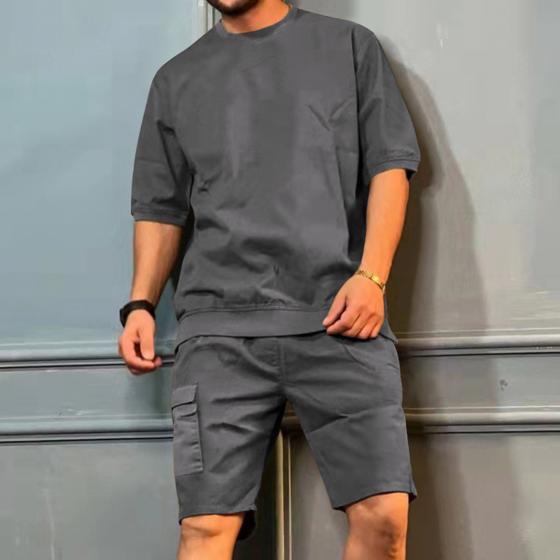 Summer cross-border Men's sports more than suit bags men's fifth pants casual trendy short sleeve personalized shorts men's suit