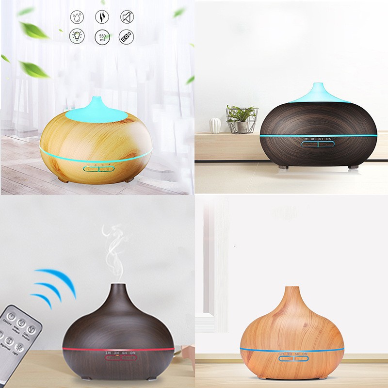 Sharp mouth onion wood grain aroma diffuser household essential oil ultrasonic air colorful 550ml humidifier manufacturers