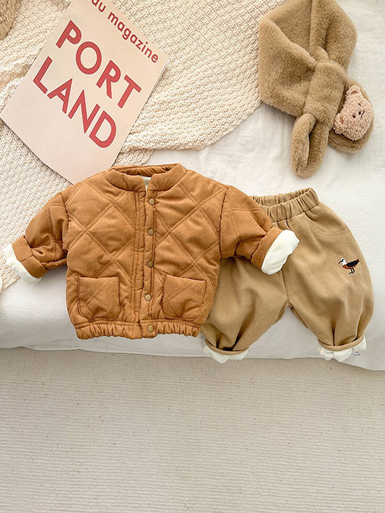 Korean style popular cotton-padded coat for boys and girls western style quilted thickened short coat children's cotton-padded coat baby winter jacket