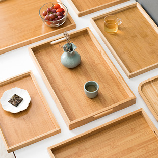 Wholesale bamboo tea tray tea serving tea set handle tray simple tea tray hotel fruit tray draining tea tray Tea Sea