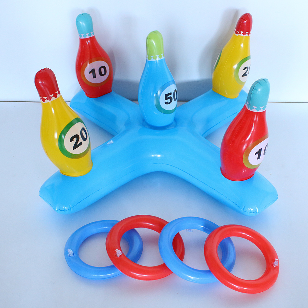 Cross border spot inflatable bowling cross ring children's game throwing ring pool swimming ring toy