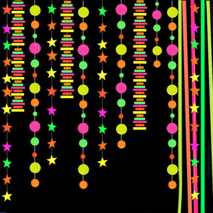 Fluorescent Party Decoration Birthday Party Fluorescent Paper Pull Flower Night Party Supplies Paper Pull Flag Pull Flower