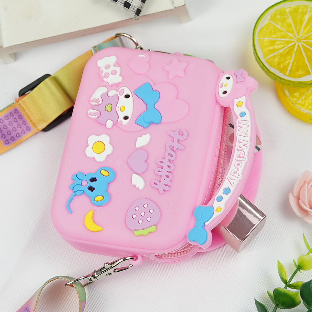 Popular in stock Sanrio meilti silicone cute children's coin purse storage messenger bag