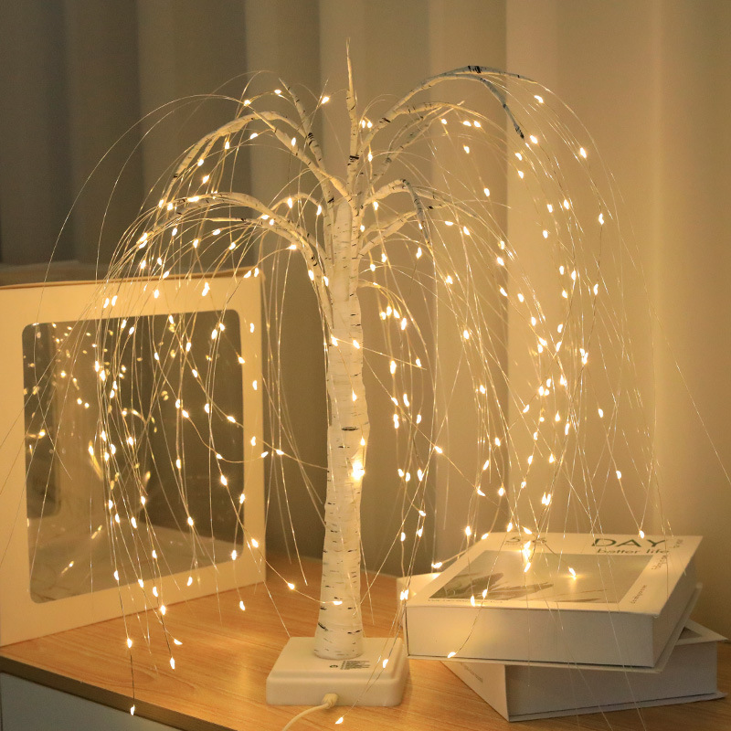 Ledクリスマス発光灯白樺樹灯シーン配置幻彩銅線灯装飾小夜灯卸売り|undefined