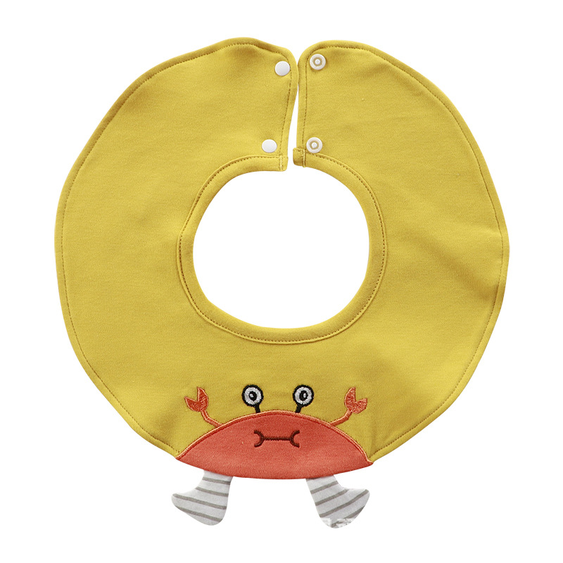 Slippery towel baby bib eating bib men's and women's embroidery newborn children 360 degree rotatable anti-spitting milk