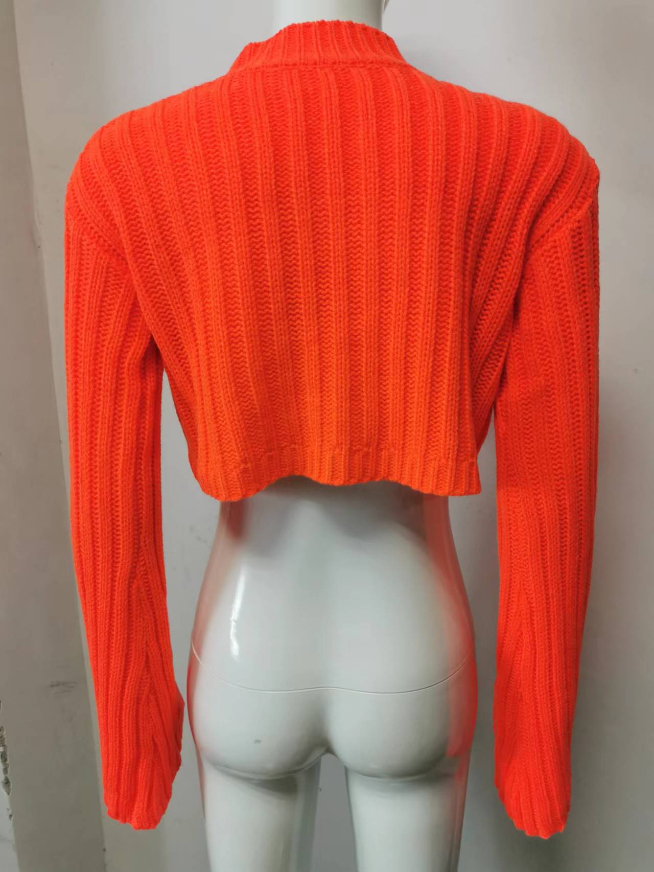 Pull d'automne et d'hiver 2022 couleur unie pour femme, décontracté, simple, à manches longues, col rond, classique, serré, irrégulier, nombril, taille moyenne, vêtements pour femmes_voghion.com