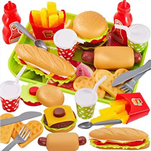 Cross-border Amazon Luxury Pretend Play Food Set Children's Toys Play House Hamburger Food Toys