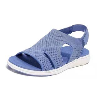 2023 Independent Station Summer New Women's Sandals Large Size Breathable Stretch Woven Comfortable European and American Casual Women's Shoes