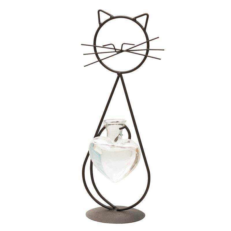 Simple Cat Wrought Iron Flower Vase Hydroponic Flower Vase Creative Home Living Room Dining Room Table Decorative Creative Ornaments