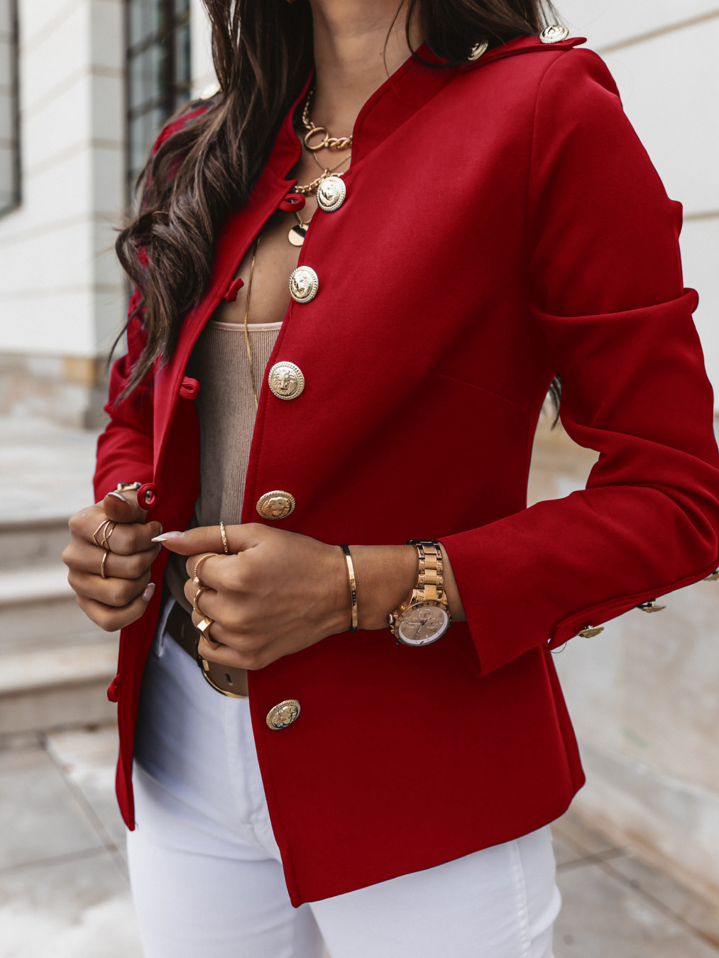 2023 cross-border eaby Amazon explosions Europe and the United States long sleeve slim breasted small short suit jacket