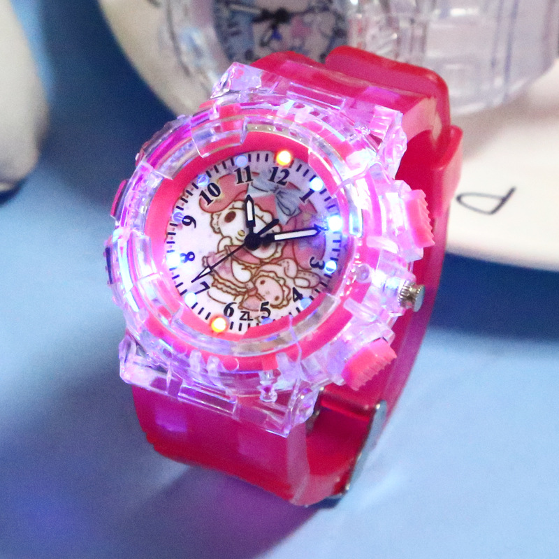 Children's Watch Cartoon Sanrio Kulomi Luminous Electronic Watch Women's Digital Pointer Quartz Watch for Primary and Secondary School Students