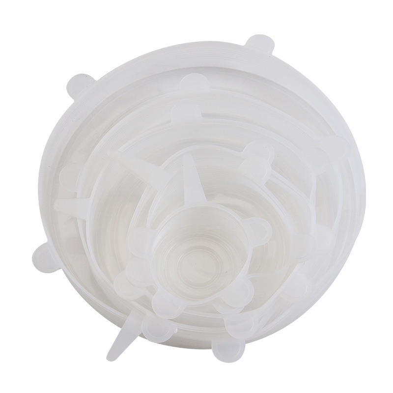 Set de șase piese pentru ustensile de bucătărie, capac de etanșare din silicon, capac anti-revărsare, folie rotundă de plastic_voghion.com