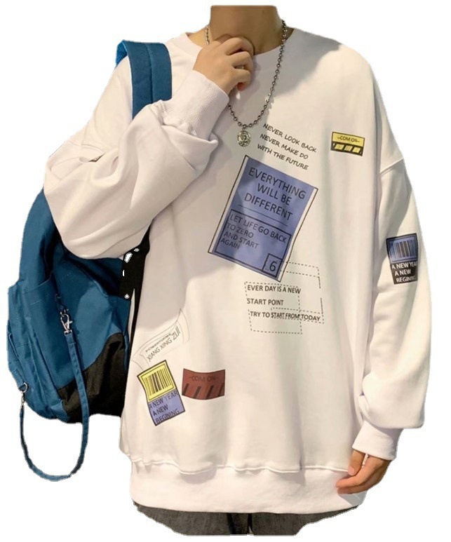 Round Neck Thin Sweater Men's Trendy ins Hong Kong Style Spring and Autumn Coat Korean Style Trendy Loose bf Lazy Style Clothes