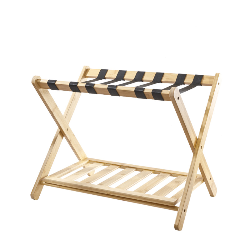 Homestay Hotel Luggage Rack Native Color Thickened Household Bamboo Foldable Luggage Rack Bedroom Storage Rack