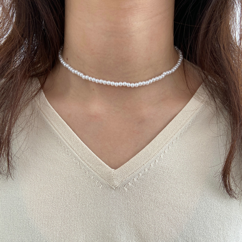 Süßwasserperlenkette Damen Ins Style Einfache Frische Perlenhalskette Chocker Schlüsselbeinkette_voghion.com