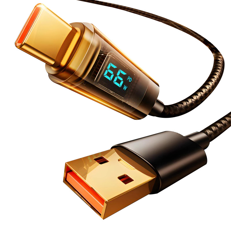 6A TrAnspArent DigitAl DisplAy typec DAtA CAble 100W Super FAst ChArging SuitAble for HuAWei XiAomi Apple PD ChArger CAble