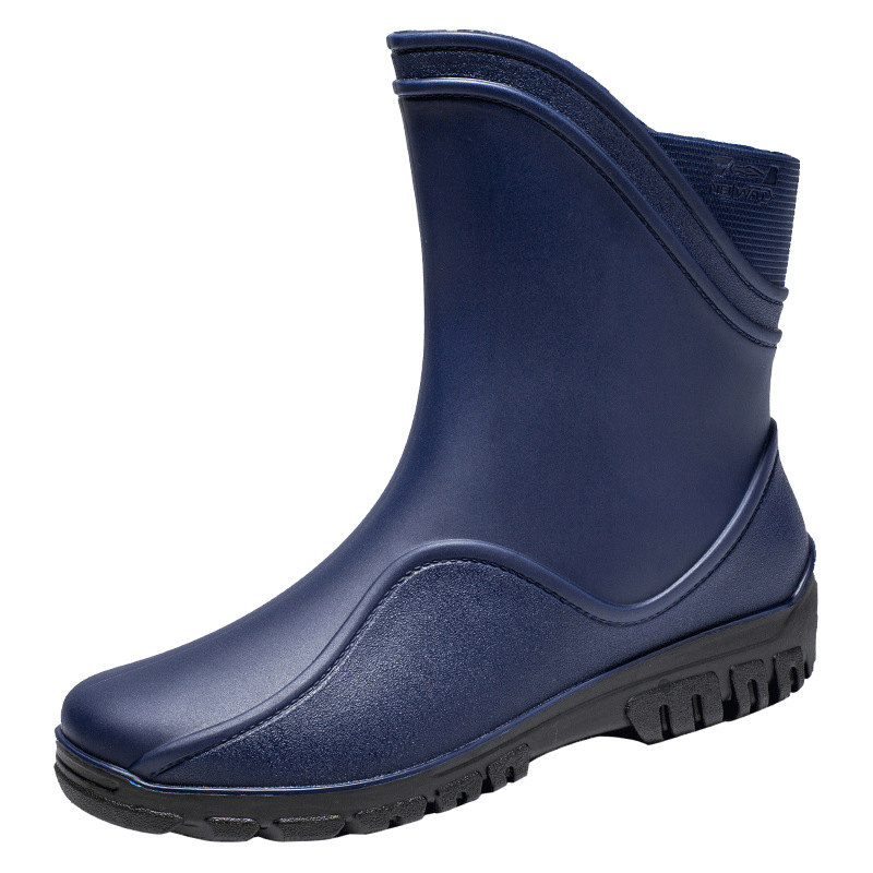 Fashion Warm Men's Non-slip Rain Boots Medium Long Barrel Rubber Shoes Water Shoes High Barrel Kitchen Fishing Car Wash Work Waterproof Boots