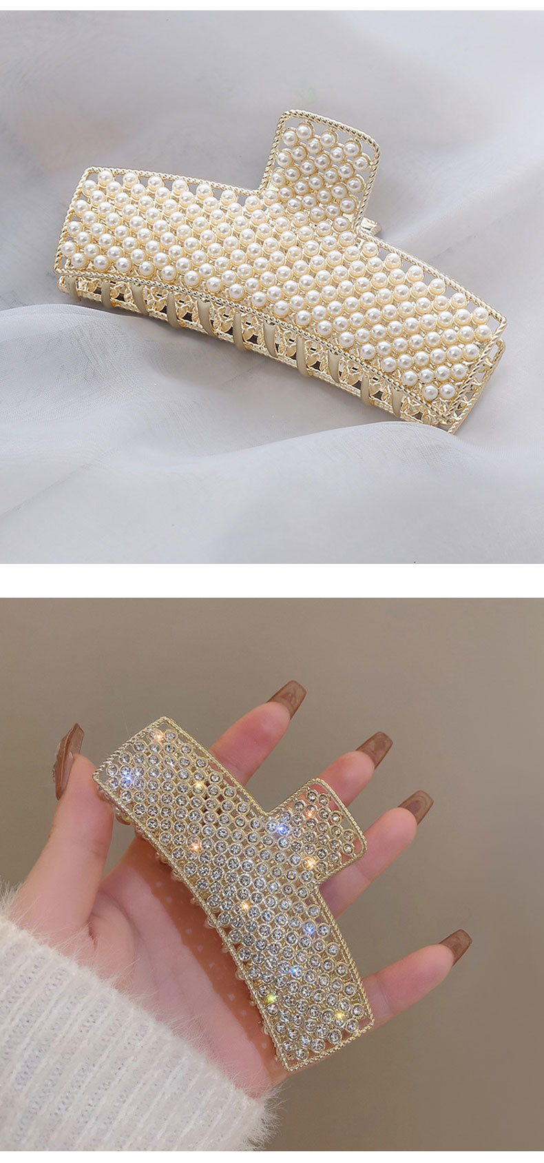 Voll Diamant Metall Hoerklammer Damen High-End Hoeraccessoiren Mëttel a Grouss Shark Clip Réck vum Kapp Hoerklammer Cyber ​​Promi Hoerklammer Kappbedeckung_voghion.com
