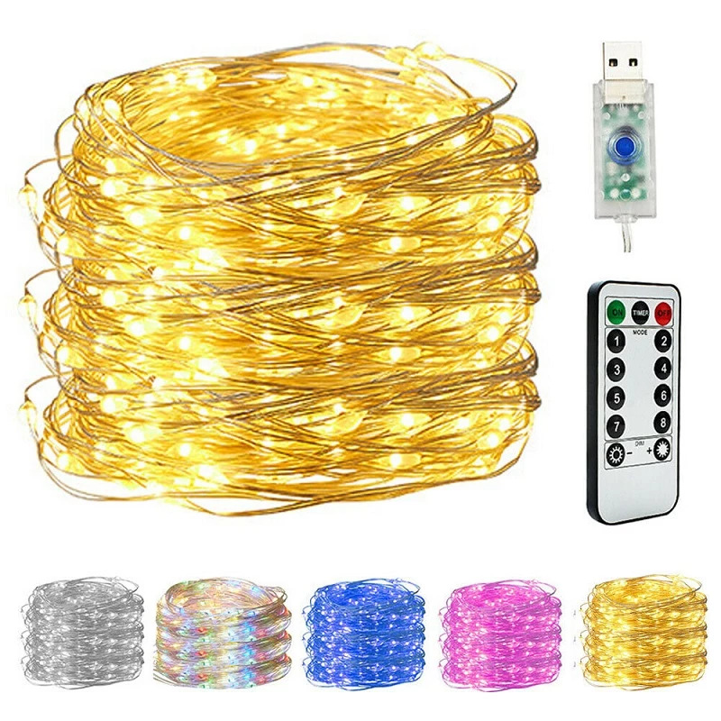 LED light string copper wire light string 8 function Christmas holiday decoration remote control light string live LED light string wholesale in large quantities
