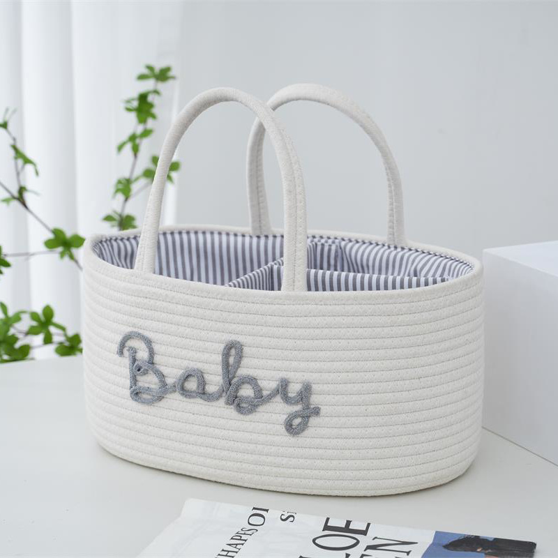Customized Letter Style Removable Inner Cotton Rope Woven Storage Basket Dry and Wet Separation Diaper Basket Manufacturer Wholesale