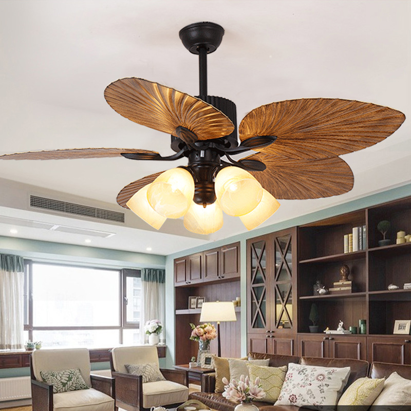Vintage Fan Light Living Room Bedroom Dining Room Hanging Fan Light Antique Simple Household Inverter Fan Lighting