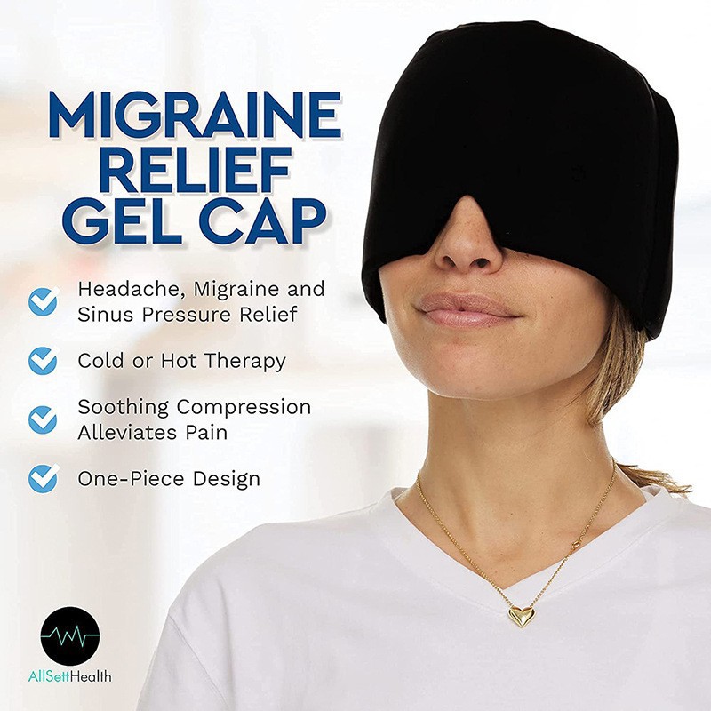 Hydrogel ice compress head mask cooling headache cold and hot compress head cover ice pack cap stretchable physiotherapy care eye mask