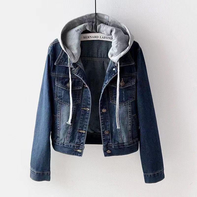 Denim short coat women's short spring and autumn Korean style new long sleeve slim hooded jacket versatile student top