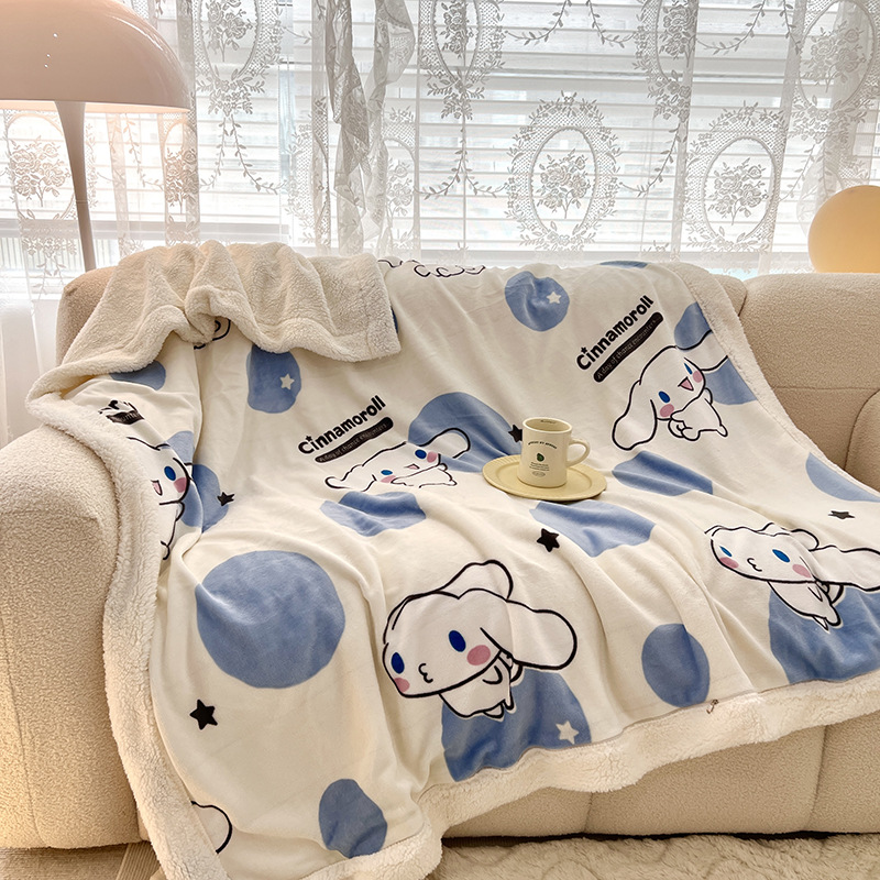 Genuine Sanrio milk velvet double-layer blanket lambswool children's cartoon nap blanket multifunctional foreign trade blanket