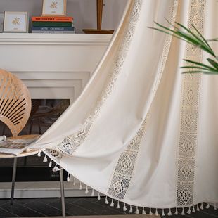 Cloth Dad Curtain American Crochet Plaid Splicing Partition Curtain Short Curtain Door Curtain Floating Window Kitchen Curtain Finished Products Wholesale