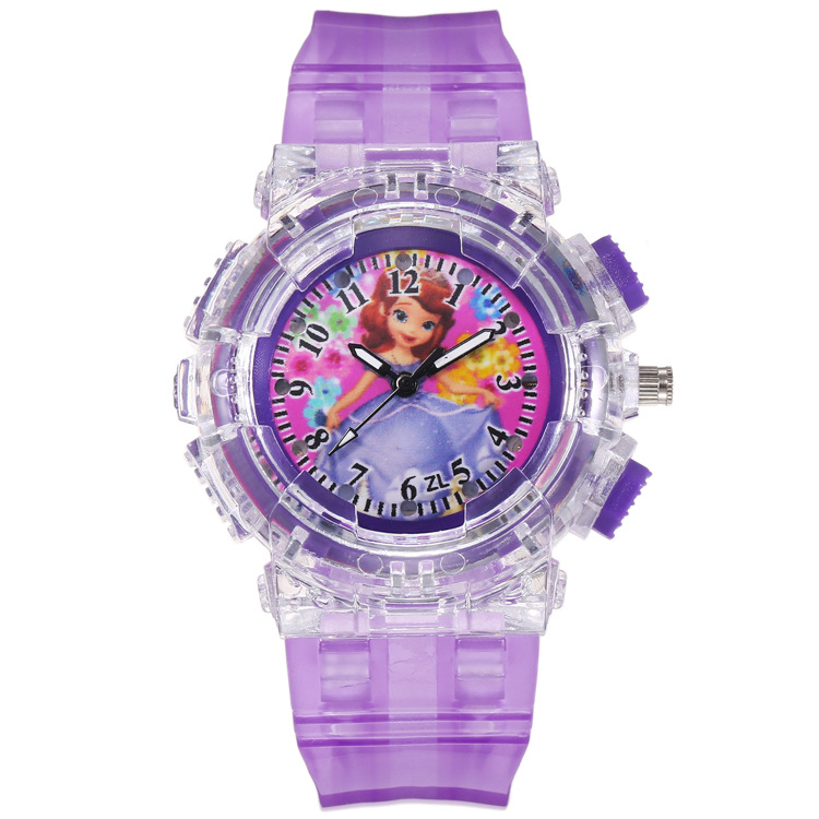 Princess Sophia Series Children's Watch Pointing LED Luminous Colorful Lights Watch for Boys and Girls Students