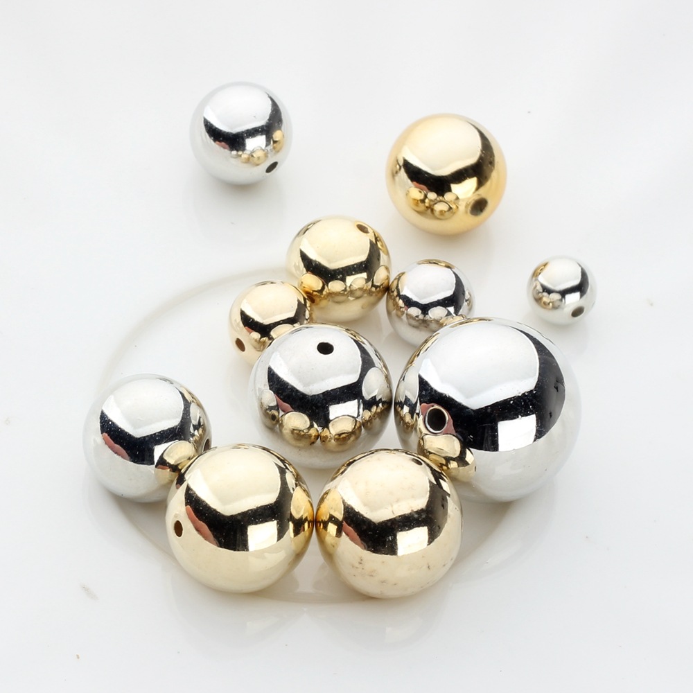 CCB straight hole 14K gold and silver beads water plated round beads 8/10/12/14/16/18/20mmdiy jewelry accessories