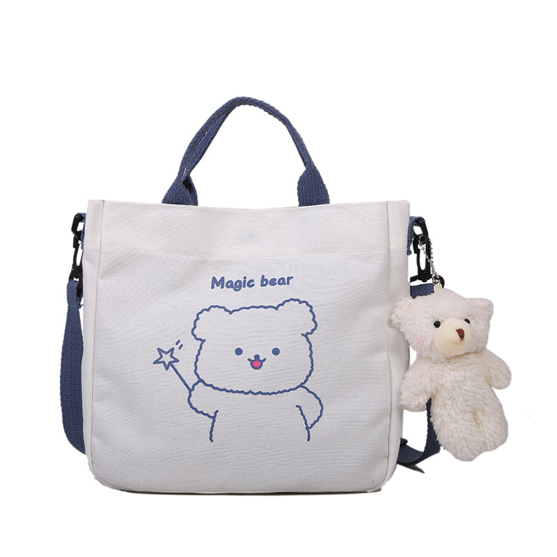 New summer canvas small bag female 2022 fashion single shoulder canvas bag cute animal girl crossbody small square bag