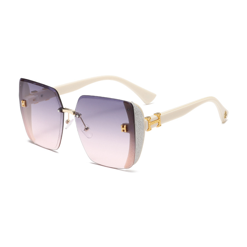 New Fashion Glitter Gypsophila Frameless Square Sunglasses UV Protection High Quality All-match Elegant Sunglasses Batch