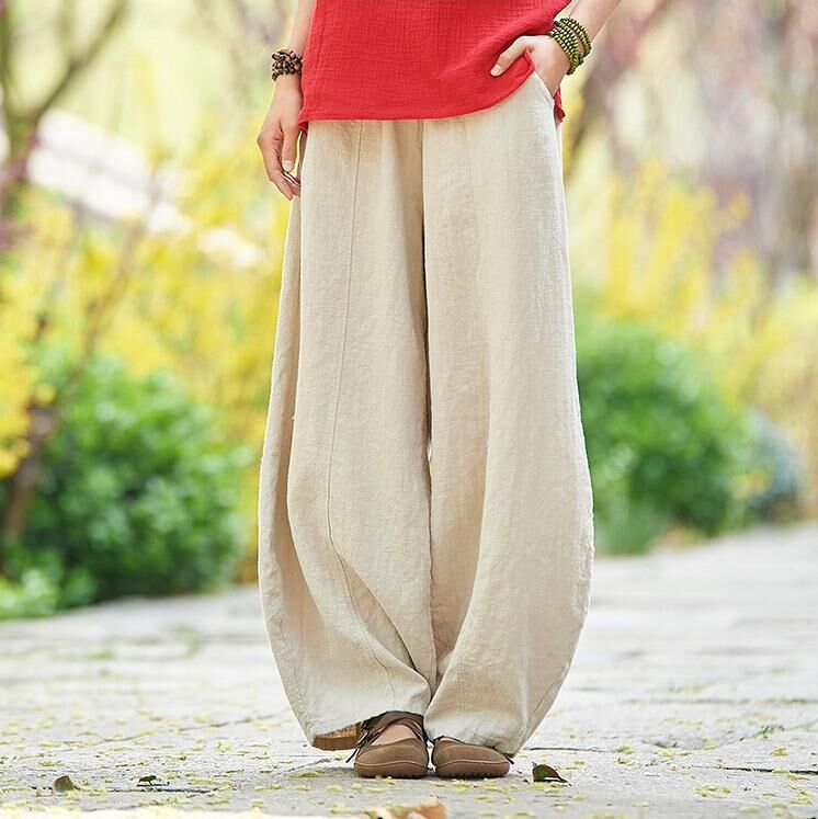 Amazon Women's Pants AliExpress Japanese Spring and Autumn New Cotton Linen Casual Bloomers for Women