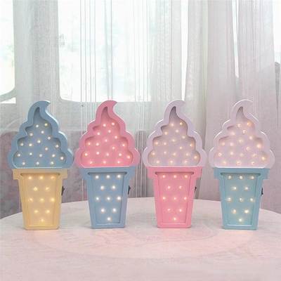 Ice Cream Popsicle Shape Neon Lights Room Bedroom Cartoon Decorative Lights Ice Cream Table Lights Nightlights Colorful Lights