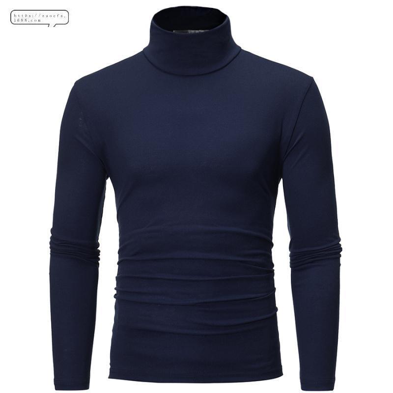 2022 leisure milk silk autumn and winter New Youth Men's high collar thin solid color slim fashion long sleeve shirt