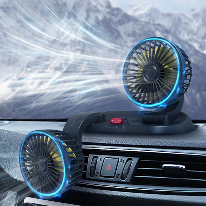 Car fan large truck 24v Volt 12v refrigeration minivan double head car strong silent car electric fan