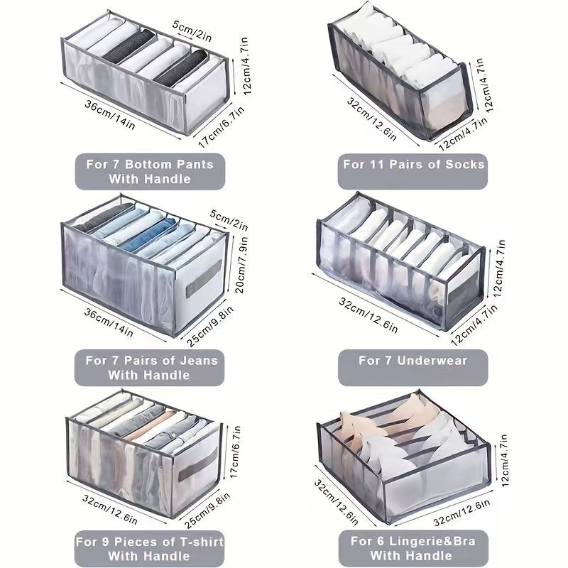 Cross-border underwear storage box jeans storage artifact sub-format storage grid dormitory socks finishing box mesh