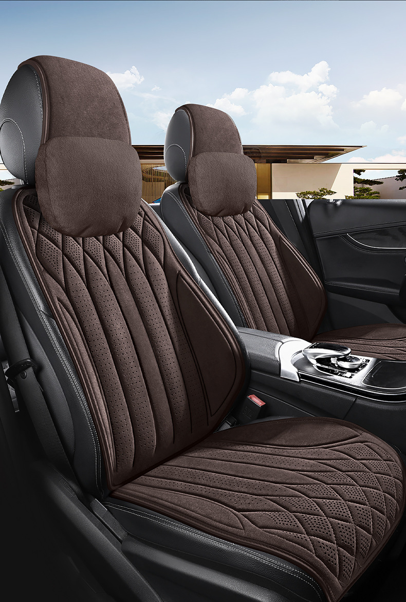 Cojín de asiento de automóvil de una pieza, alfombrilla para asiento individual, cojín universal para asiento trasero de automóvil Four Seasons, alfombrilla para automóvil con patrón de diamantes y ventilación_voghion.com