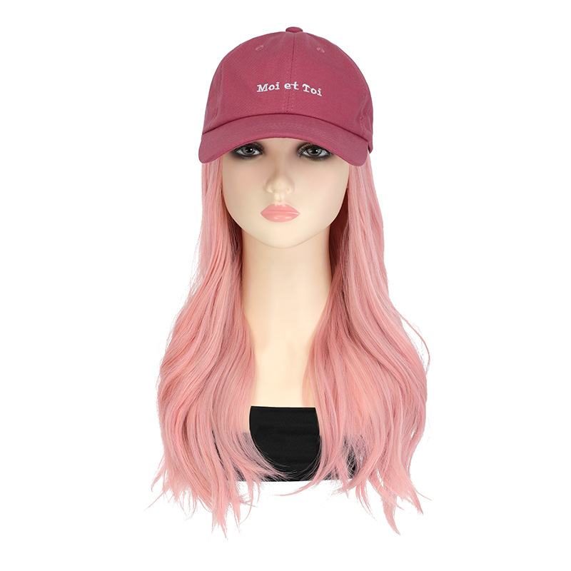 One-piece wig cap letter peaked cap breathable natural all-match internet celebrity popular natural lazy white one-piece delivery