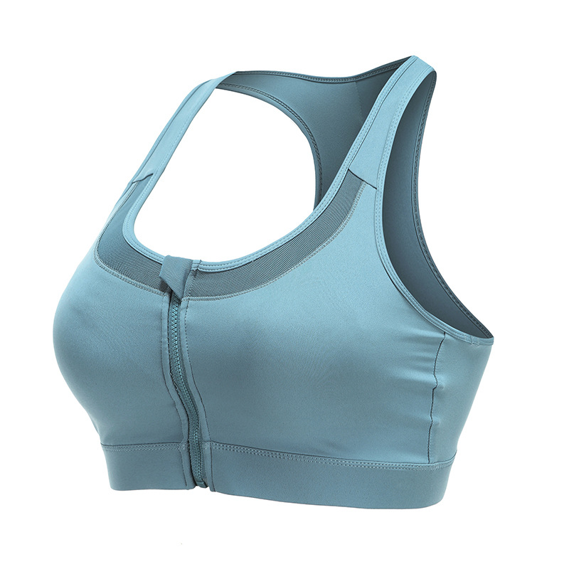 Cross-border front zipper Sports bra running fitness bra female training bra beauty back mesh breathable yoga bra