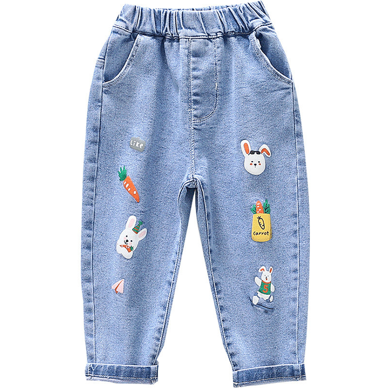 Girls' Pants Spring and Autumn Western Style 2024 New Fashion Small and Medium-sized Children's Pants Baby Children's Spring Jeans