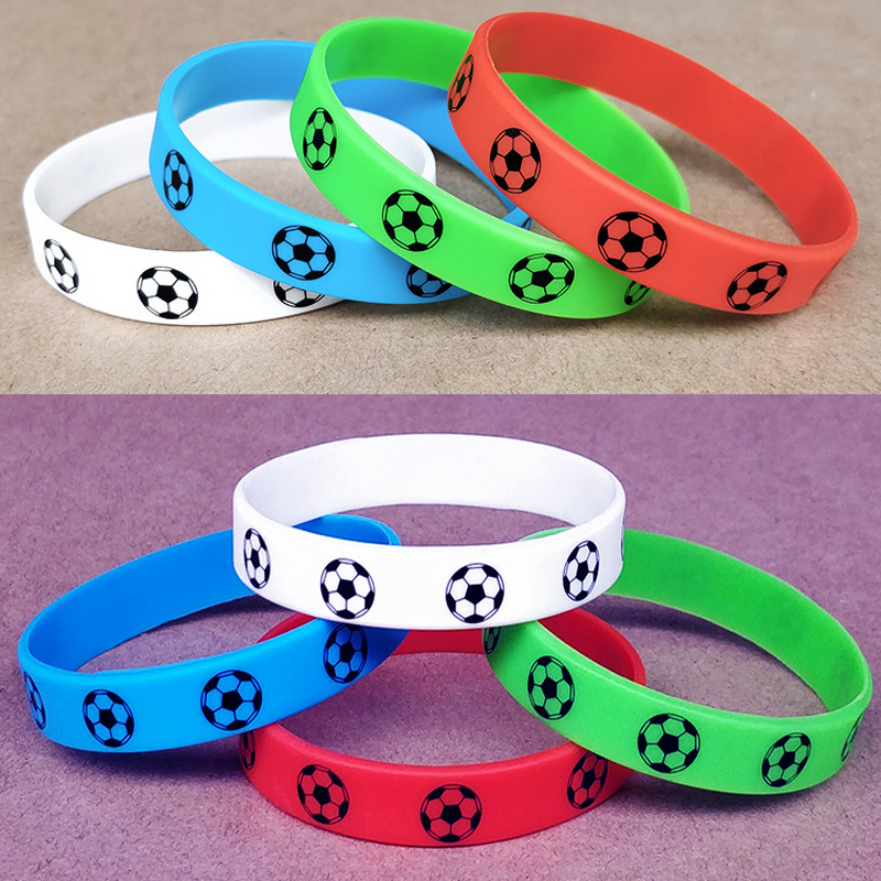 Football Silicone Bracelet Qatar World Cup Theme Sports Rubber Wristband Fans Commemorative Soft Rubber Hand Ring