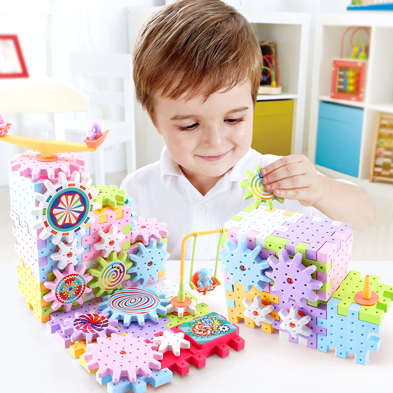 Variety Electric building blocks paradise gear rotating toy splicing large particle puzzle suit men and women 3-6 years old assembling