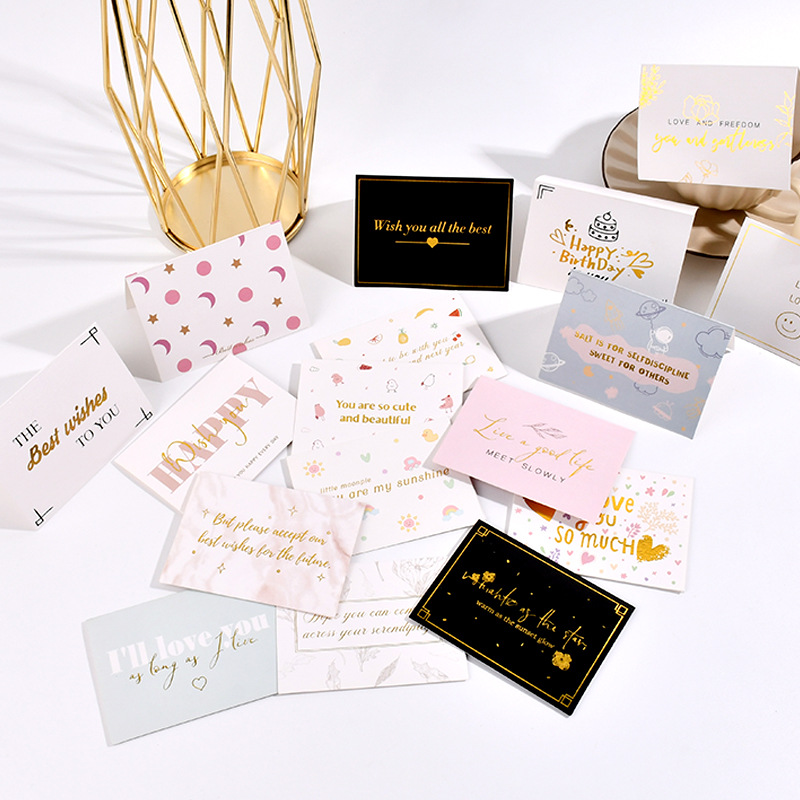 Mother's Day greeting cards ins style Valentine's Day flower shop creative bronzing small greeting cards folded in half greeting cards wholesale factory direct sales