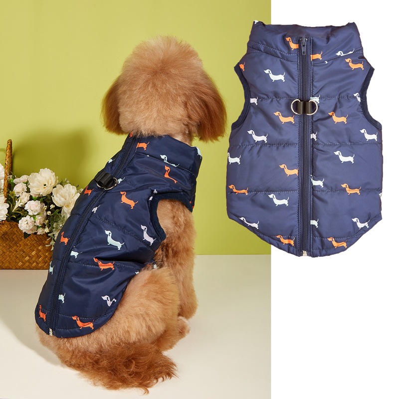 Autumn and Winter New Traction Buckle Lightweight Jacket Pet Clothes Dog Cotton-padded Teddy Bomei Vest Warm Vest